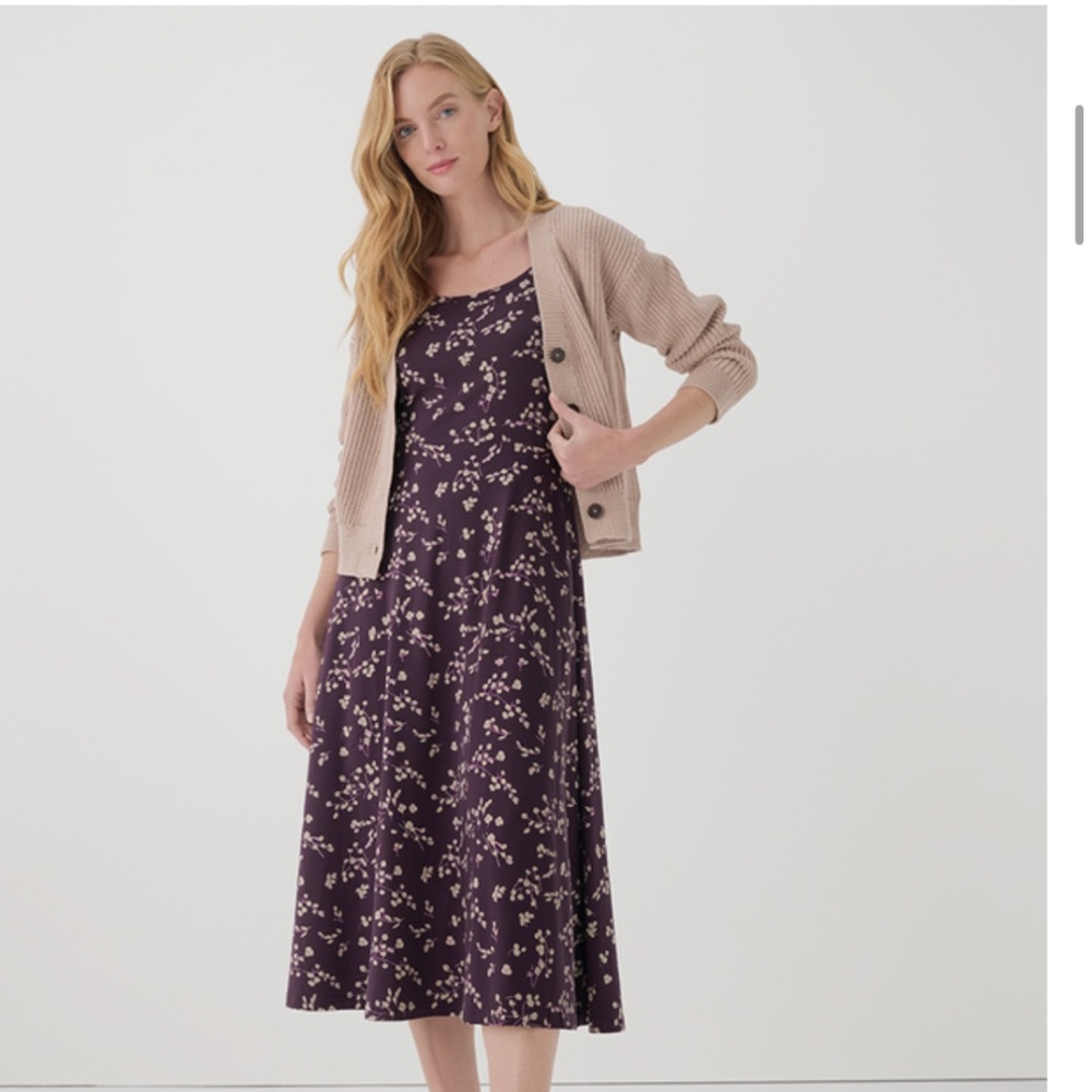 Pact Fit and Flare Midi Dress (Deep Purple)